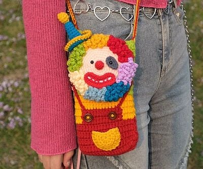 Crochet Clown Phone Bag