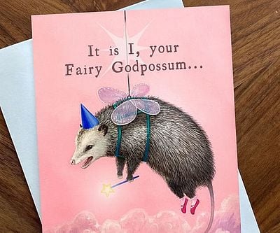 Fairy GodPossum Birthday Card