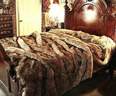 Faux Wolf Fur Bedspread